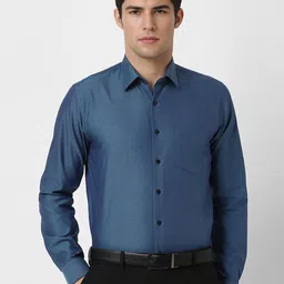 Van Heusen Men Slim Fit Spread Collar Solid Cotton Formal Shirt-picture-24