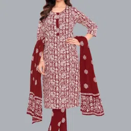 Simmu Ethnic Motifs Printed Straight Pure Cotton Kurta With Trousers & Dupatta-picture-23