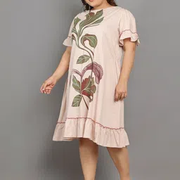 DressBerry Floral Print Flutter Sleeve Ruffled A-Line Dress image 3