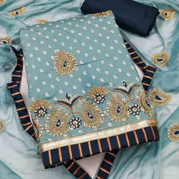 SAINOOR Paisley Sequinned Embroidered Pure Cotton Semi-Stitched Dress Material-picture-37