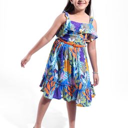 ARIAS By LARA DUTTA Girls Floral Printed Blouson Knee Length Dress-picture-7