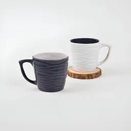 Storepedia Grey & White Handcrafted Textured Ceramic Matte Cups Set of Cups and Mugs image 3