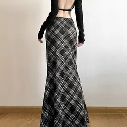 StyleCast x Revolte Checked Straight Maxi Skirt image 5