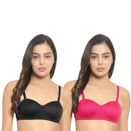 Women Cotton Black,Pink Padded Non-Wired Lingerie Bra Sport wear Gym Crop Tank Top-image-28