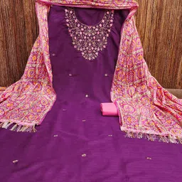 Peachmode Embroidered Unstitched Dress Material image 2