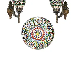 SOMIL White & Green 3 Pieces Textured Metal Wall & Ceiling Lamp Combo-picture-26