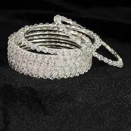 ZULKA Set Of 8 Silver-Plated Zircon Gemstone Bangles-image-21