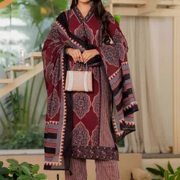 Pistaa Women Ethnic Motifs Printed Regular Pure Cotton Kurta with Trousers & With Dupatta image 5