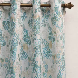 Ariana Turquoise Blue & White Geometric Room Darkening Long Door Curtain image 2