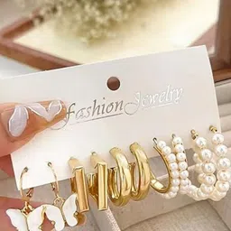 Vembley Set of 5 Geometric Hoop Earrings image 4