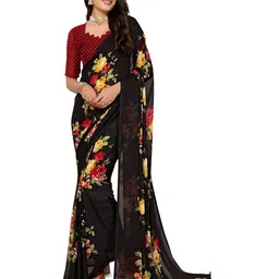 Moda Rapido Floral Poly Georgette Saree image 1