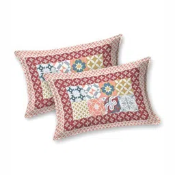 Sangria Green & Maroon Ethnic Pure Cotton 210TC Double King Bedsheet Set-2.74mx2.28m image 4