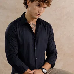 WROGN Comfort Slim Fit Spread Collar Pure Cotton Casual Shirt-picture-17