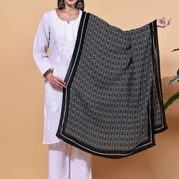 LOOM LEGACY Floral Kalamkari Printed Modal Dupatta-picture-36