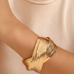 Shining Diva Fashion Gold-Plated Cuff Bracelet image 3