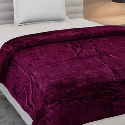Monte Carlo Burgundy AC Room 300 GSM Single Bed Blanket image 2
