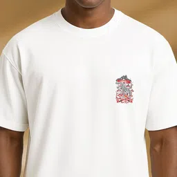 BUYTHATTRENDZ Animal Graphic Printed Drop-Shoulder Sleeves Cotton Oversized T-shirt image 2