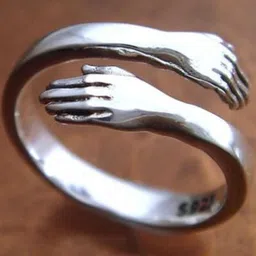 J.S ENTERPRISES Unisex Silver-Tone Hug Design Stainless Steel Adjustable Finger Ring-picture-14