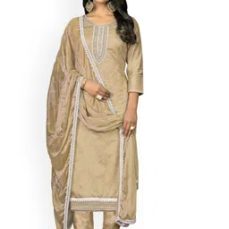 HERE&NOW Embellished Unstitched Dress Material image 1