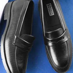 HERE&NOW Men Black Solid Penny Loafers-picture-29