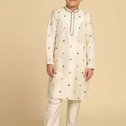 KISAH Boys Ethnic Motifs Embroidered Thread Work Straight Kurta with Pyjamas image 1