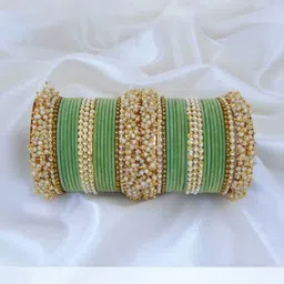 LLL FASHION Beige Glass Artificial Stones & Beads Bangle-picture-16