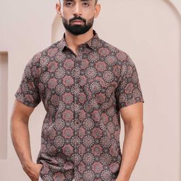 JAHIDA COMFORT WITH STYLE Comfort Printed Short Sleeves Cotton Shirt-picture-39
