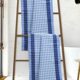 Athom Living Premium Blue & White 2 Pieces Printed Cotton 210 GSM Bath Towels-image-85