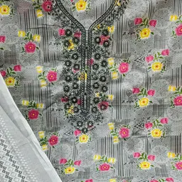 SAINOOR Floral Printed Pure Cotton Unstitched Dress Material image 2
