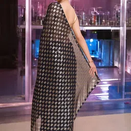 all about you Sequinned Poly Georgette Heavy Work Saree image 5