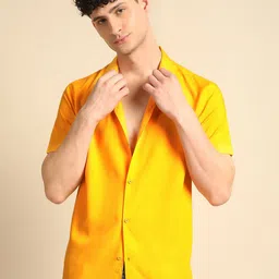 Voroxy Men Smart Cuban Collar Solid  Casual Shirt-image-75