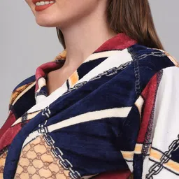 klotthe Multicolor Geometric Woolen Women Bath Robe With Belt (M) image 4