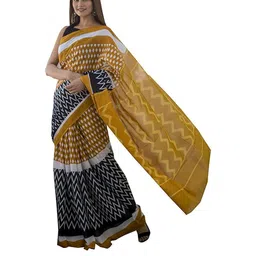 Pinkcity Trade World Mustard Pure Cotton Ikat Sarees-picture-20