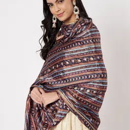 AKSHADEEP Ethnic Motifs Printed Art Silk Foil Print Dupatta image 2