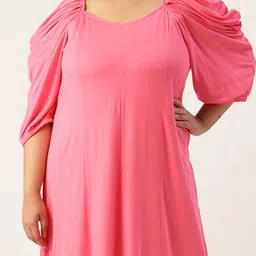 theRebelinme Women Plus Size Puff Sleeve A-Line Maxi Dress image 4