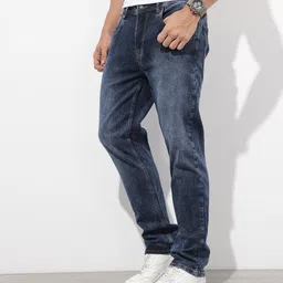 The Roadster Life Co. Men Regular Fit Light Fade Stretchable Jeans image 4