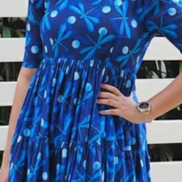SHINISHA Print Puff Sleeve A-Line Dress image 2