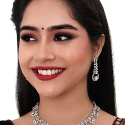 Anouk Rhodium-Plated Stone-Studded Jewellery Set-image-27