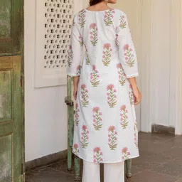 Anni Designer Floral Printed Notch Neck A-Line Kurta With Trouser image 3