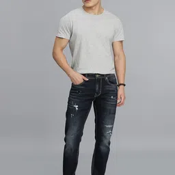 Rookies Men Skinny Fit Low-Rise Mildly Distressed Light Fade Stretchable Jeans image 5