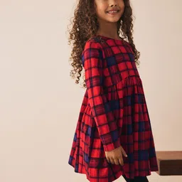 NEXT Girls Checked Cotton A-Line Dress-picture-51
