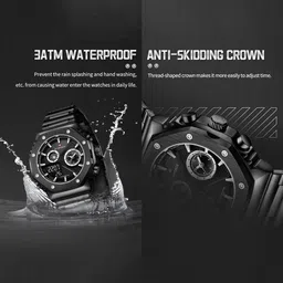 Naviforce Men Brass Embellished Dial & Stainless Steel Straps Analogue and Digital Multi Function Watch image 5