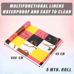 Kuber Industries Pink & Black 2 Pieces Printed Shelf Liner Organisers image 3