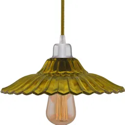 glowhere Yellow Glass Industrial Pendant Light | Retro Edison Hanging Lamp for Home Pendant Lamp Ceiling Lamp image 4