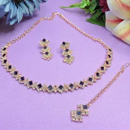 Anouk Rose Gold-Plated Stone-Studded Jewellery Set-picture-27
