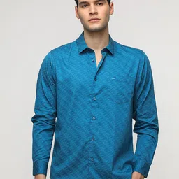 Crocodile Men Comfort Spread Collar Conversational Printed Cotton Casual Shirt-image-77