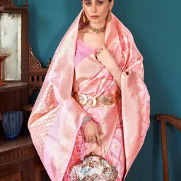 DIVASTRI Zari Geometric Woven Design Banarasi Saree image 2