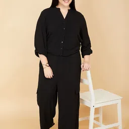 max Women Self Design Mandarin Collar Roll-Up Sleeves Shirt Style Top-image-53