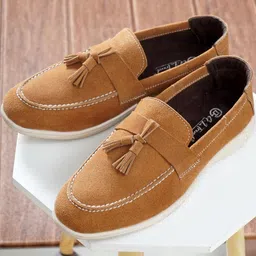 G L Trend Men Woven Design Suede Loafers-image-64