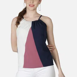 OTIRA Women Colourblocked Halter Neck Crepe Top-image-62